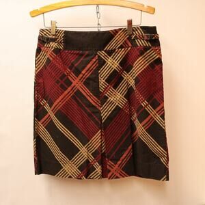 Ann Taylor Corduroy Pencil Skirt Front Pleat Hidden Zipper Multicolor Pattern